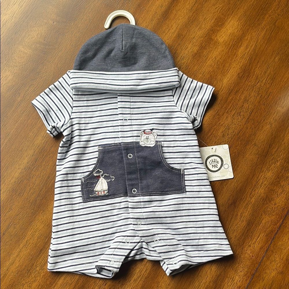 LITTLE ME BOYS SIZE 3 MONTHS NWT CAPTAIN CUDDLES ROMPER